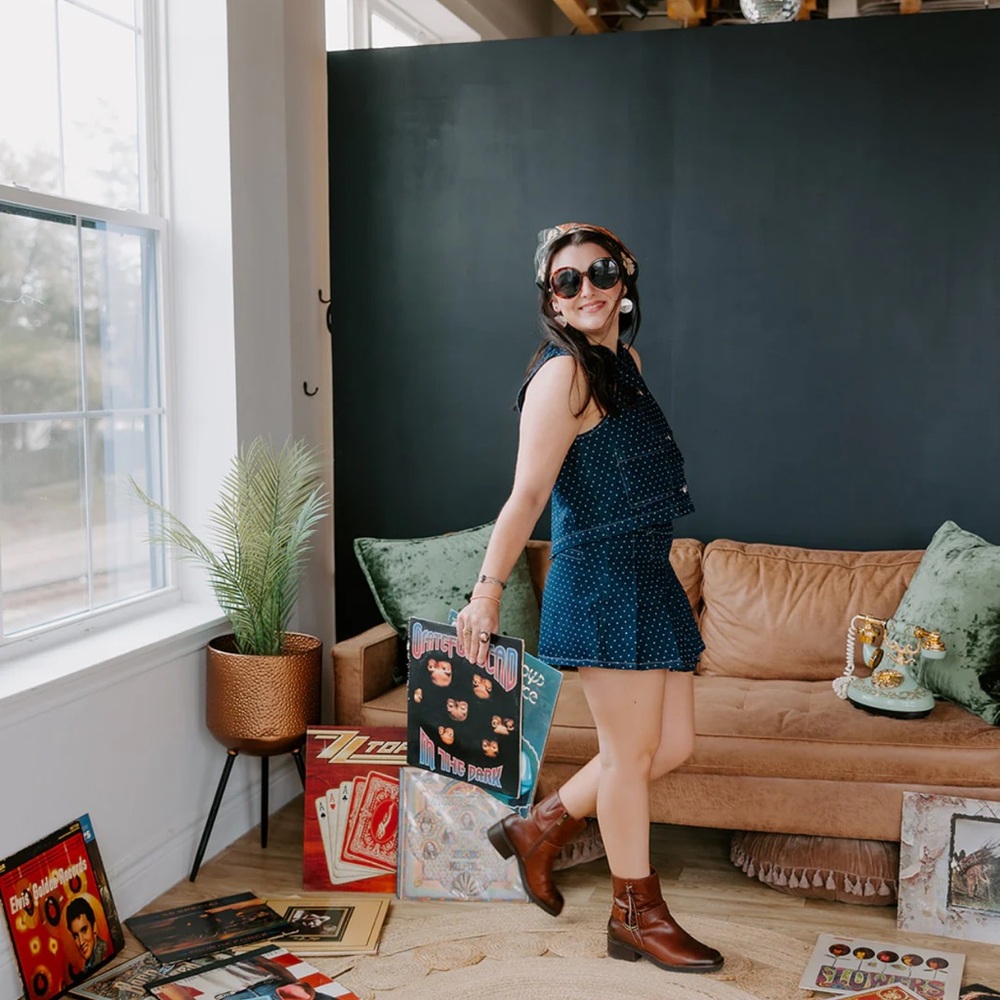 Denim Polka Dot Skirt Set